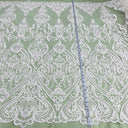 Bridal Lace Fabric Corded Embroidered 54" White Ivory Gold Silver