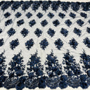 Beaded 3D Floral Lace Fabric