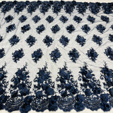 Beaded 3D Floral Lace Fabric