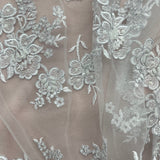 Beaded Lace Fabric on Polyester Net Mesh