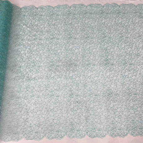 Embroidered Lace Turquoise Mesh