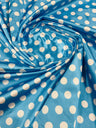 Polka Dot Satin 100 Percent Polyester Charmeuse Fabric - White Polka Dot On Red, 58" Width (1 Yard)