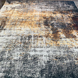 Yellow Gray Multicolor Print Vintage Design Printed Rug Fabric - Multi Vintage Print, 7'6" X 10'3" (1 Piece)