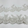 Beaded & Corded Lace Trimming Polyester Fabric - Embroidered Net Mesh, 3.25" Width (1 Yard)