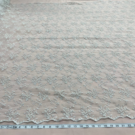 Beaded Lace Fabric on Polyester Net Mesh