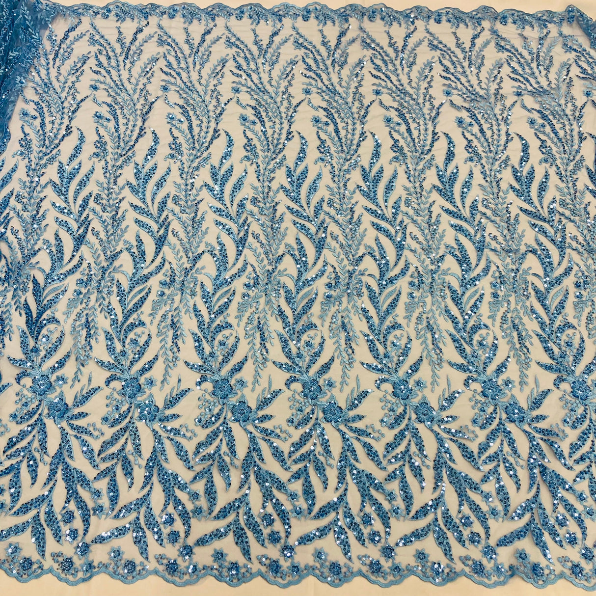 GD-132 Beaded Lace Fabric - Pink, Lt. Blue, 50" Width (1 Yard)