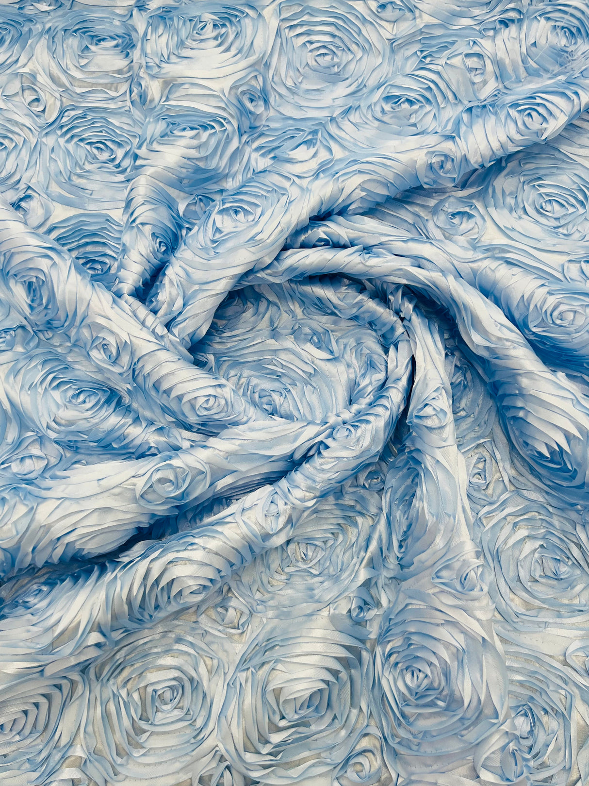 Rosette 3D Satin Polyester Fabric - 3D Rosette Design, 54" Width (1 Yard)