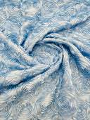 Rosette 3D Satin Polyester Fabric - 3D Rosette Design, 54" Width (1 Yard)