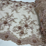 Beaded 3D Floral Lace Trimming 21" Wide
