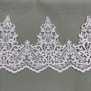 Corded Lace Trimming Embroidered On 100 Percent Polyester Net Mesh Fabric - Floral Corded Embroidery, 6" Wide (1 Yard)