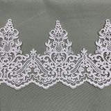 Corded Lace Trimming Embroidered On 100 Percent Polyester Net Mesh Fabric - Floral Corded Embroidery, 6" Wide (1 Yard)