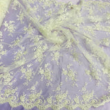 Corded Bridal Lace Fabric on Polyester Net Mesh