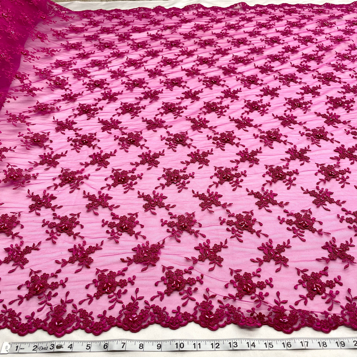 Beaded Corded Bridal Lace Fabric 52" Wide