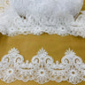 Corded Lace Trimming Embroidered On 100 Percent Polyester Net Mesh Fabric - Gold Metallic, Ivory With Silver, Ivory, Silver Metallic, White With Silver, White, 4" Width (1 Yard)