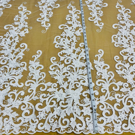Beaded Corded Bridal Lace Mesh