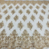 Beaded Corded Lace Fabric - Scalloped Embroidered Metallic Lace, 54" Width (1 Yard)