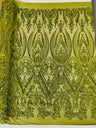 Big Sequin Damask Polyester Fabric - Damask Sequin Mesh, 54" Width (1 Yard)