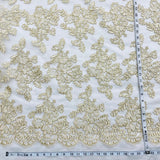 1 Yard Corded Bridal Lace Fabric Embroidered on 100% Polyester Net Mesh – 51"