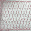 Corded Bridal Lace Fabric on Polyester Net Mesh