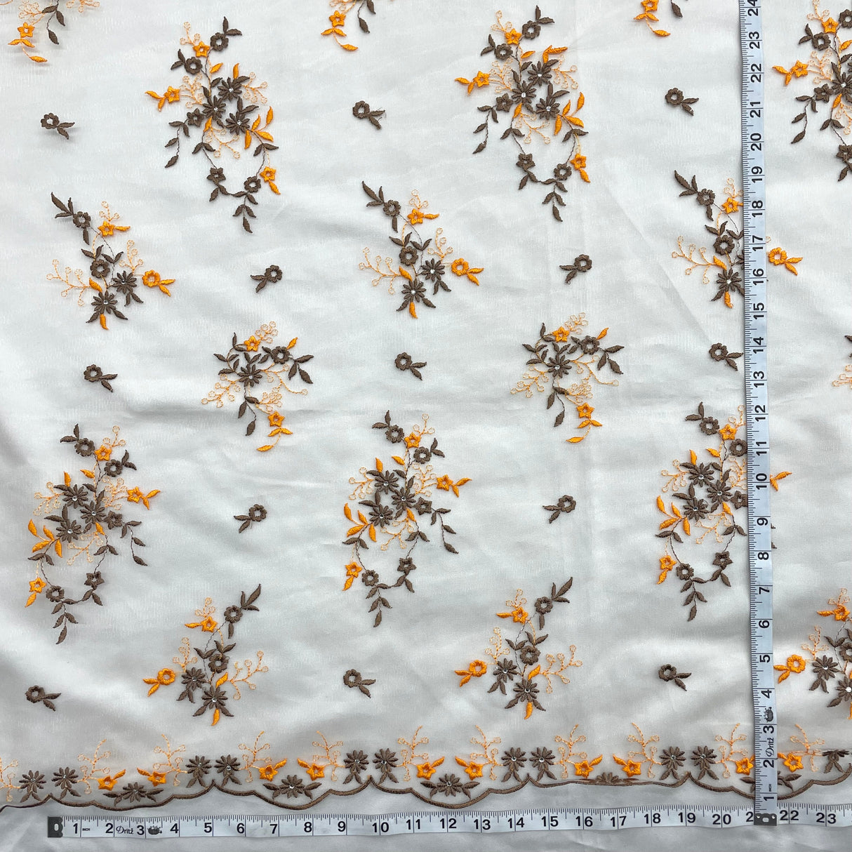 Beaded Lace Fabric on Polyester Net Mesh