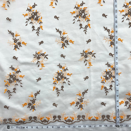 Beaded Lace Fabric on Polyester Net Mesh