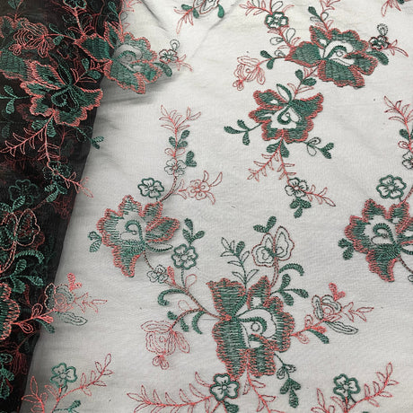 Embroidered Lace Fabric 100% Polyester Net Mesh 51"