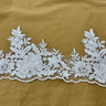 Beaded Corded Floral Lace Trimming 100 Percent Polyester Net Mesh Fabric - White, Gold Metallic, Silver Metallic, Ivory, 6.5" Width (1 Yard)