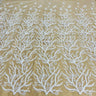 Beaded Lace Fabric Embroidered With Fuzzy Thread On 100 Percent Polyester Net Mesh - Ivory, Silver, White, Gold, 54" Wide (1 Yard)