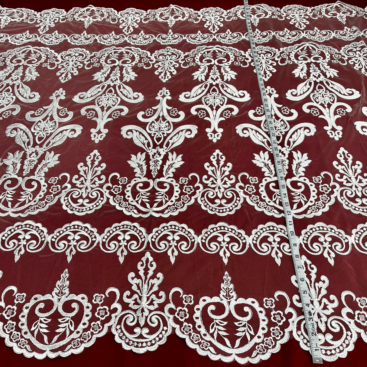 Embroidered Bridal Lace Ivory Mesh