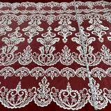 Embroidered Bridal Lace Ivory Mesh