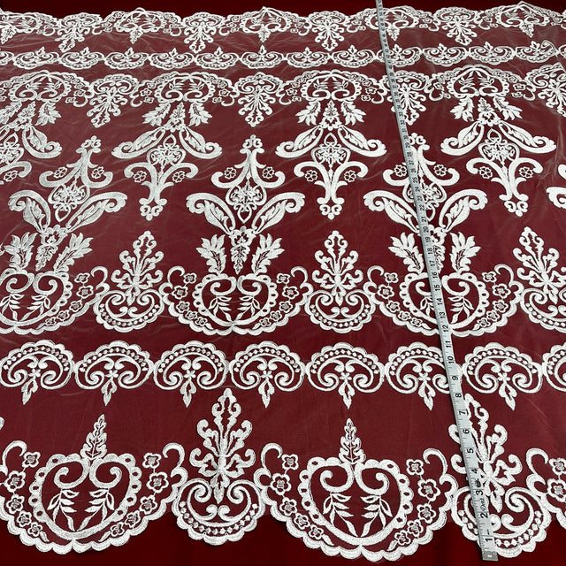 Embroidered Bridal Lace Ivory Mesh