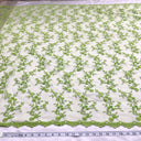 Beaded Lace Fabric Embroidered On 100 Percent Polyester Net Mesh Fabric - Lime Green, Lt. Blue, Orange, 54" Width (1 Yard)