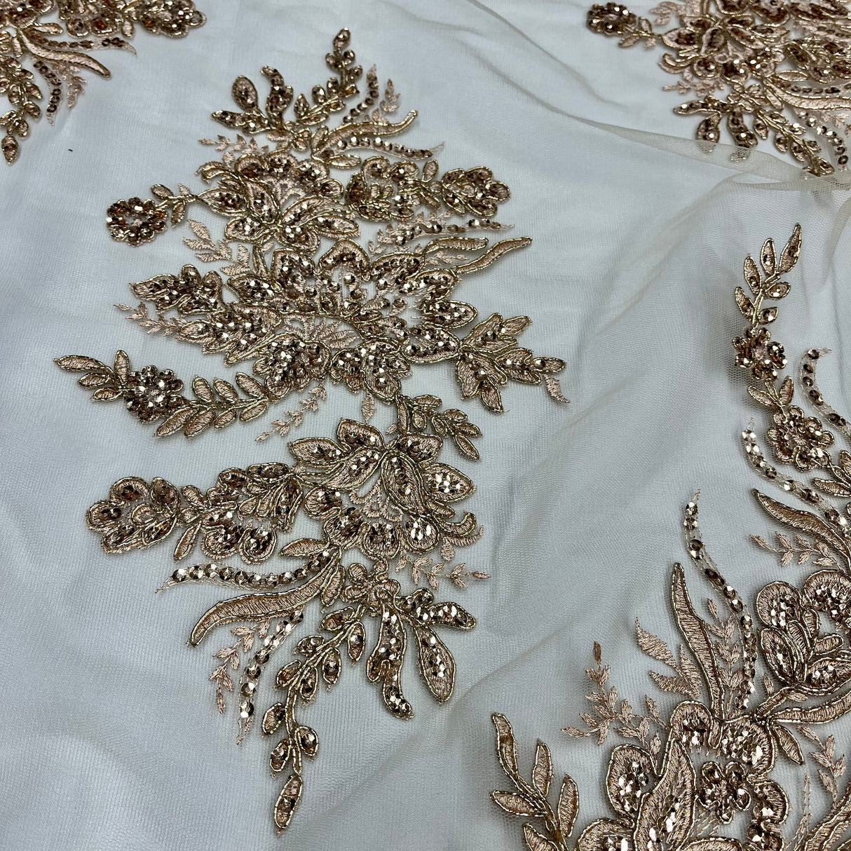 Beaded Corded Bridal Lace Fabric