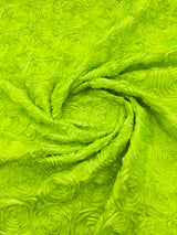 Rosette 3D Satin Polyester Fabric - 3D Rosette Design, 54" Width (1 Yard)