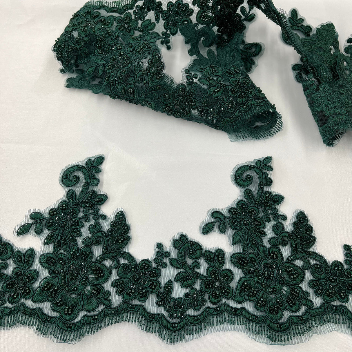 Beaded Corded Floral Lace Trim