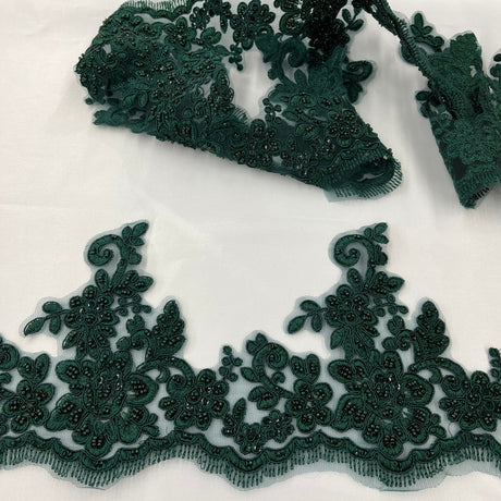 Beaded Corded Floral Lace Trim