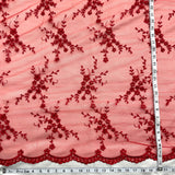 Beaded Lace Fabric on Polyester Net Mesh