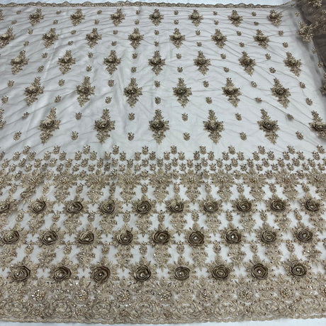 Beaded 3D Floral Lace Fabric 54"