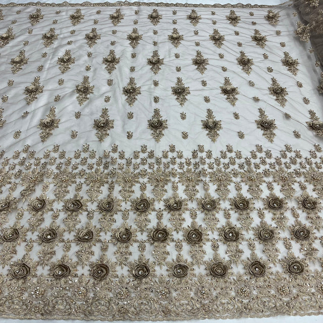 Beaded 3D Floral Lace Fabric 54"