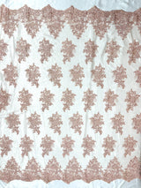 Camila Embroider Floral Damask Lace Fabric - Floral Damask, 54" Width (1 Yard)