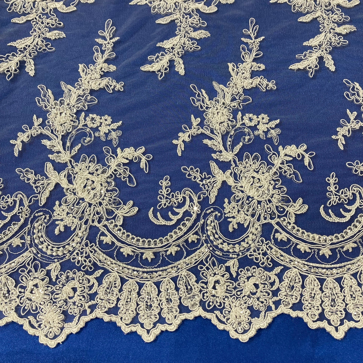 Beaded Corded Bridal Lace Fabric 51"