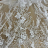 1 Yard Luxurious Beaded Lace Fabric Embroidered on Polyester Net Mesh