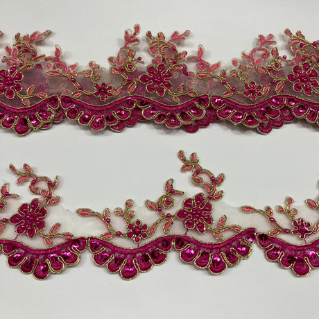 Beaded Corded Lace Trim 3.25"