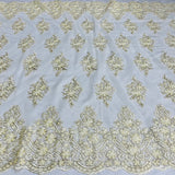 Beaded Corded Lace Fabric With Scallops