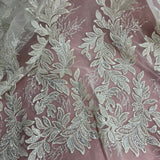 Beaded Lace Fabric on Polyester Net Mesh 54"