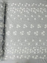 Lia 3D Floral Design Lace Fabric - Beaded Mesh, Double Scallop, 54" Width (1 Yard)