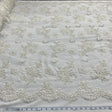 Beaded Lace Fabric on Polyester Net Mesh