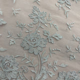 1 Yard Corded Bridal Lace Fabric Embroidered on Polyester Net Mesh for Elegant Wedding and Evening Gowns – 54"