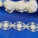 Beaded Corded Lace Trim 100% Polyester Net Mesh 1.5"