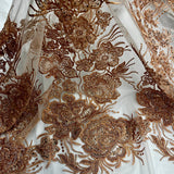 1 Yard Exquisite Beaded Lace Fabric Embroidered on Polyester Net Mesh